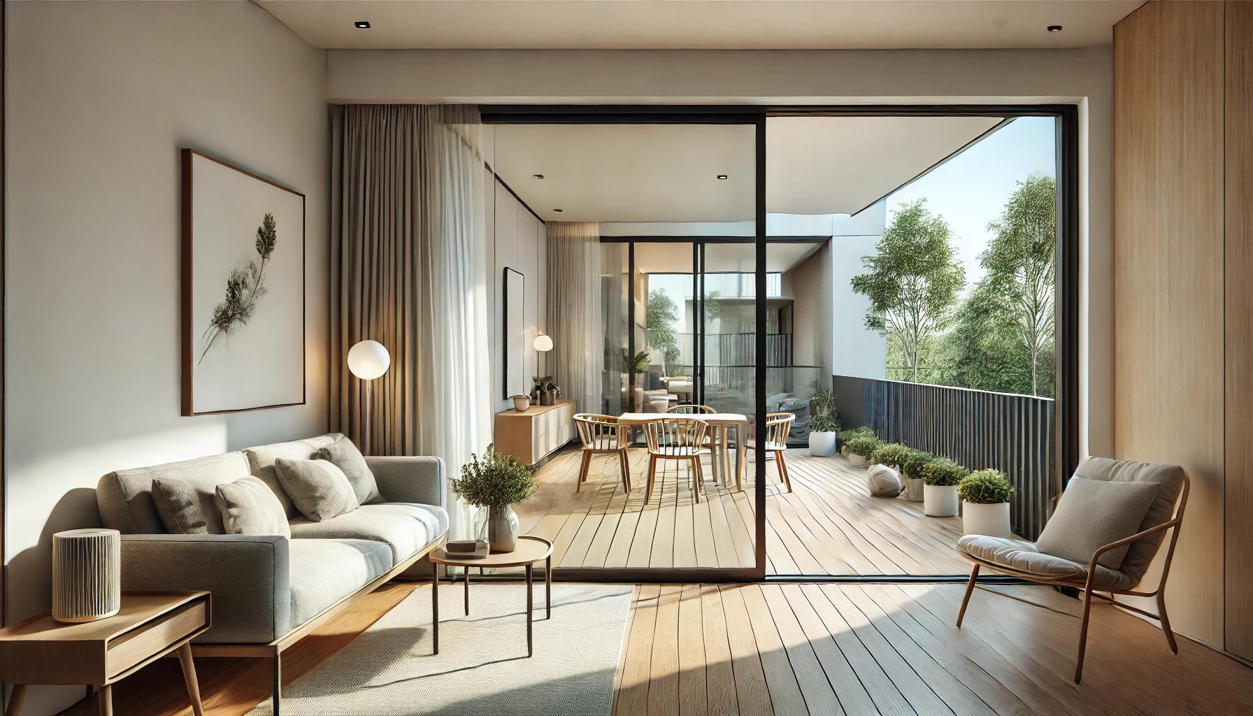 Image d'un appartement avec terrasse pour illustrer un credit immobilier de 135000 euros