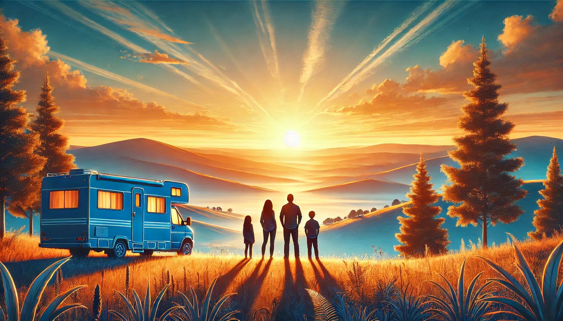 Illustration d'un credit de 35000 euros par une famille en voyage en camping car